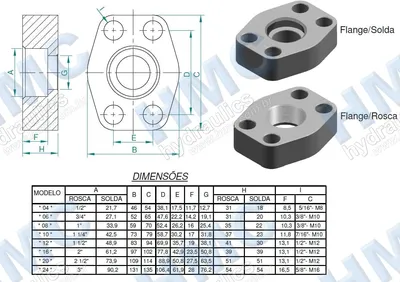 FL12S HMC12S Flange SAE - Flange de Ligação p/ Pórticos Solda<br />
1.1/2 Pol para Solda - 2