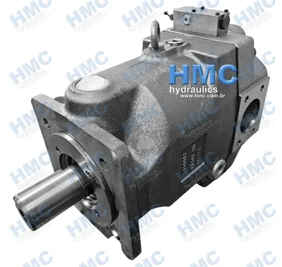 PV 180 Plus PV180R1K1T1NMMC Bomba de Pistão Axial Série PV Plus 180<br />
Modelo PV180 - Deslocamento 180,0 ml / rev<br />
Deslocamento Variável<br />
Controle Hidromecânico<br />
Interface de montagem - ISO 3019-2 160 B4 HW<br />
Tipo de eixo - Cilíndrico chavetado<br />
Tamanho do eixo - Ø 40,00 mm ISO 3019-2 G40N<br />
Velocidade - 400 rpm até 2200 rpm - 2