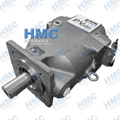 PV 180 Plus PV180R1K1T1NMMC Bomba de Pistão Axial Série PV Plus 180<br />
Modelo PV180 - Deslocamento 180,0 ml / rev<br />
Deslocamento Variável<br />
Controle Hidromecânico<br />
Interface de montagem - ISO 3019-2 160 B4 HW<br />
Tipo de eixo - Cilíndrico chavetado<br />
Tamanho do eixo - Ø 40,00 mm ISO 3019-2 G40N<br />
Velocidade - 400 rpm até 2200 rpm - 4